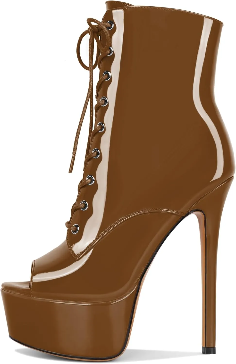 YODEKS Women Ankle Boots Platform Stiletto Heel Boots Peep Toe Booties Side Zipper 6'' Sexy Boots For Club Dance Size 6-12