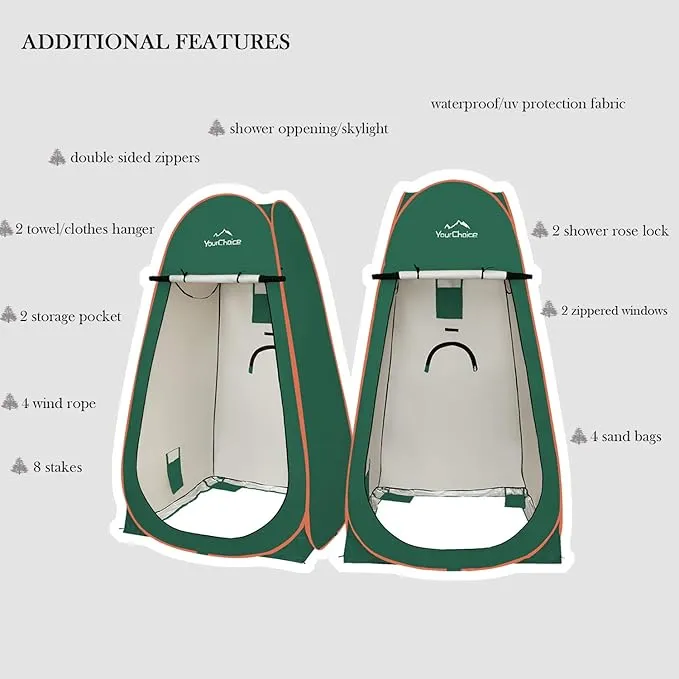 Your Choice Oversized 6.89FT Pop Up Privacy Tent - Camping Shower Changing Tent, Portable Bathroom Toilet Room