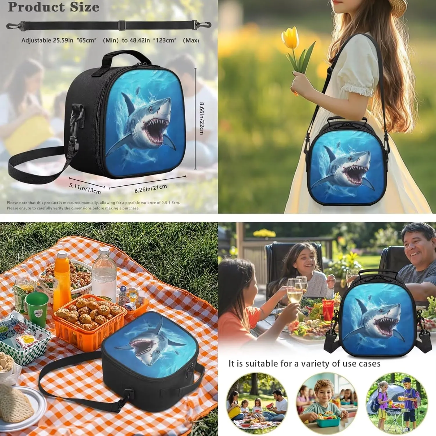 ZFRXIGN Shark Backpack for Boys Back To School Backpacks 17 inch Bookbag with Lunchbox Cap Sleeve Pencil Case Elementary School Bags 4 pieces Set Blue Ocean Theme
