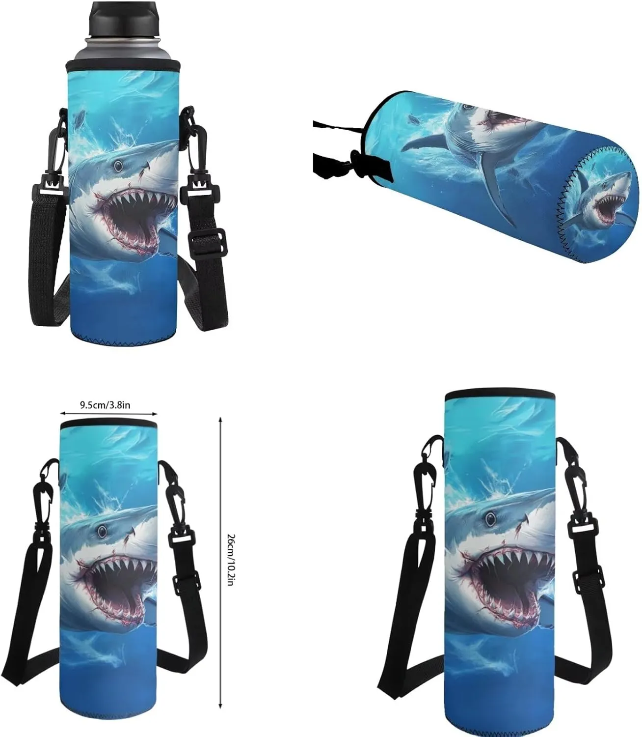 ZFRXIGN Shark Backpack for Boys Back To School Backpacks 17 inch Bookbag with Lunchbox Cap Sleeve Pencil Case Elementary School Bags 4 pieces Set Blue Ocean Theme