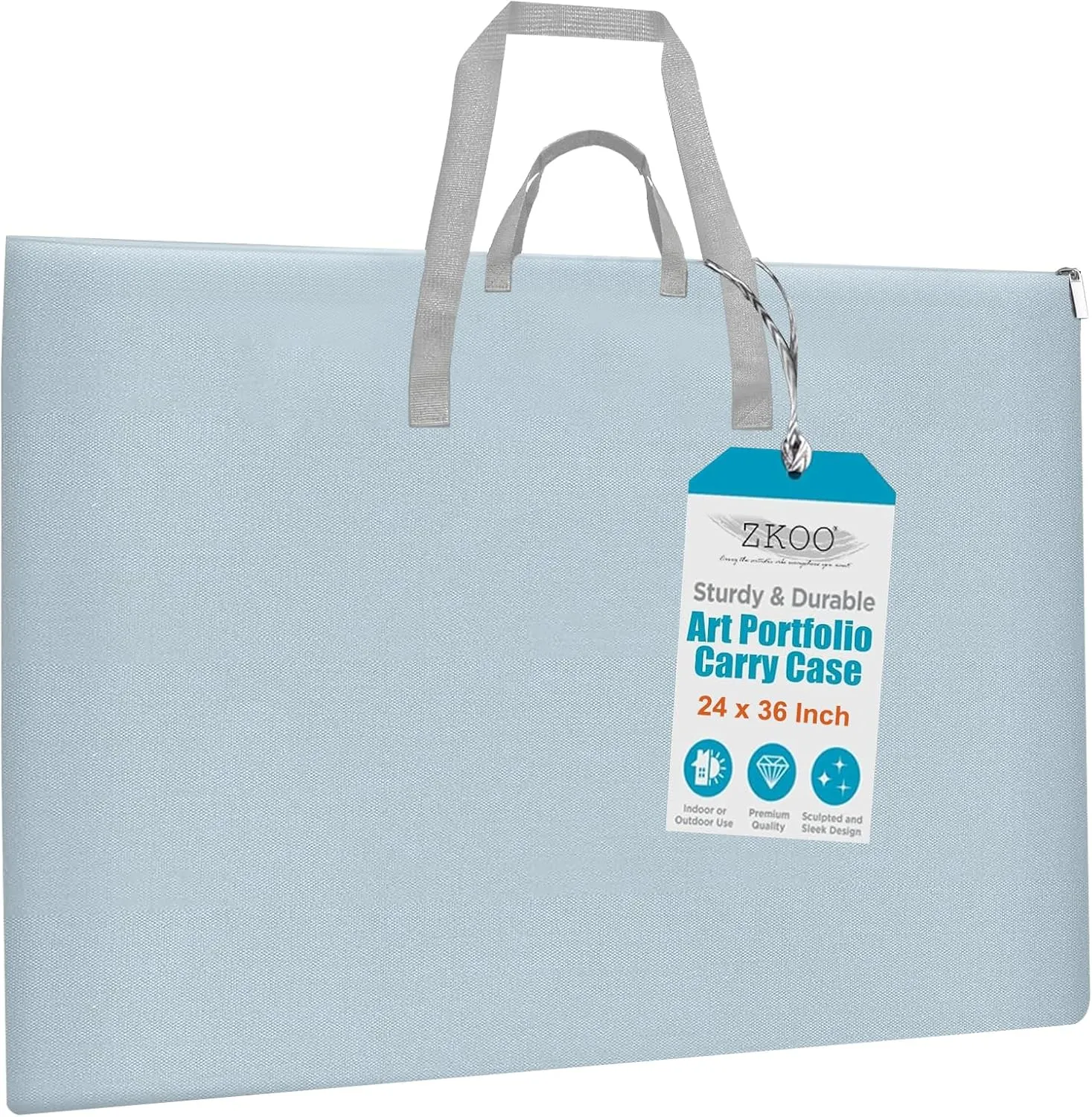 ZKOO Large Art Portfolio Tote Bag with Nylon Shoulder, 24" X 36" Light Weight Waterproof Poster Board Storage Bag, Art Portfolio Tote for Artwork, Poster, Sketch Drawing, Canvas (24" x 36"- Gray)