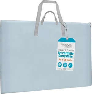 ZKOO Large Art Portfolio Tote Bag with Nylon Shoulder, 24" X 36" Light Weight Waterproof Poster Board Storage Bag, Art Portfolio Tote for Artwork, Poster, Sketch Drawing, Canvas (24" x 36"- Gray)